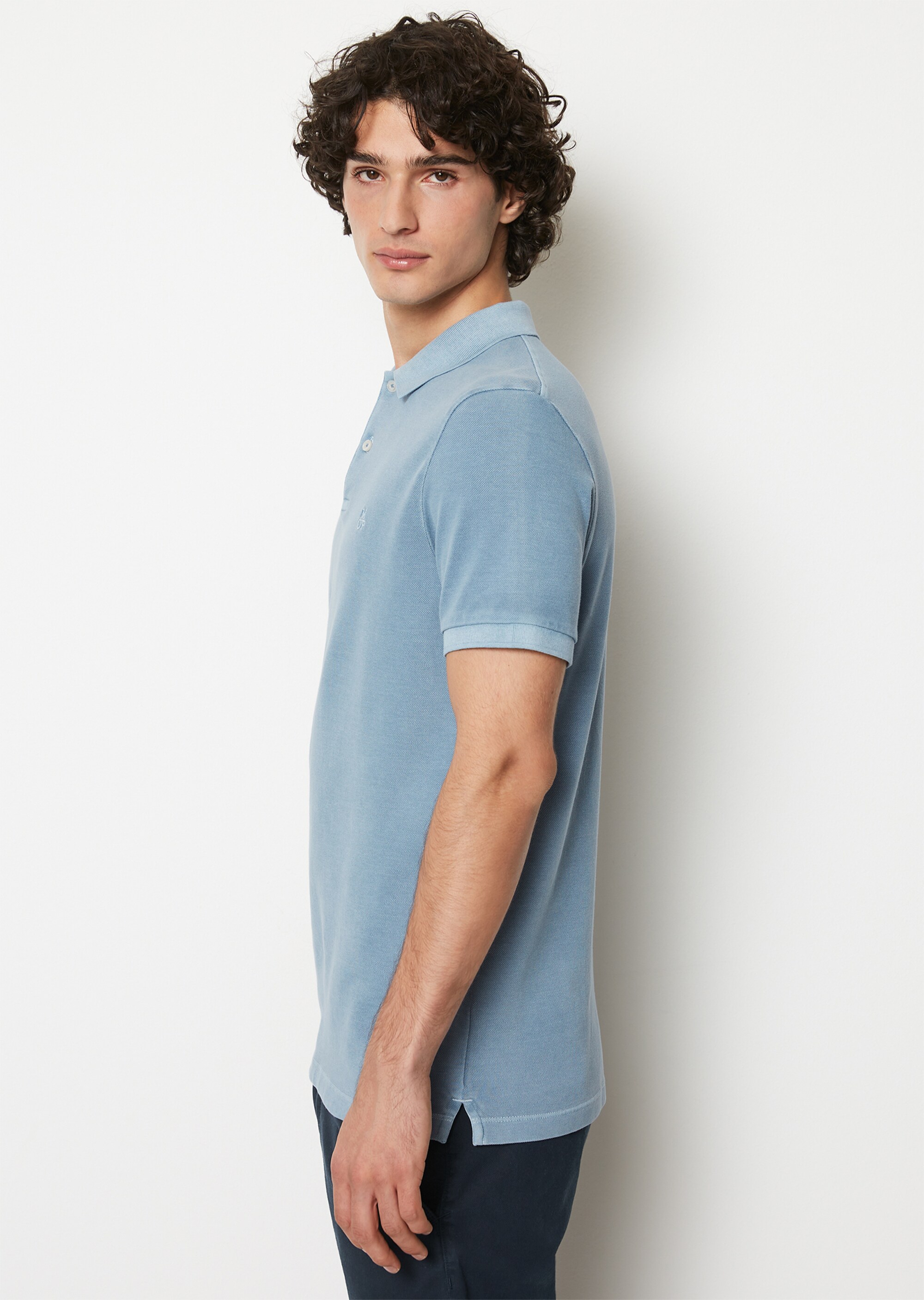 Kurzarm-Poloshirt Piqué shaped aus Organic Cotton-Stretch