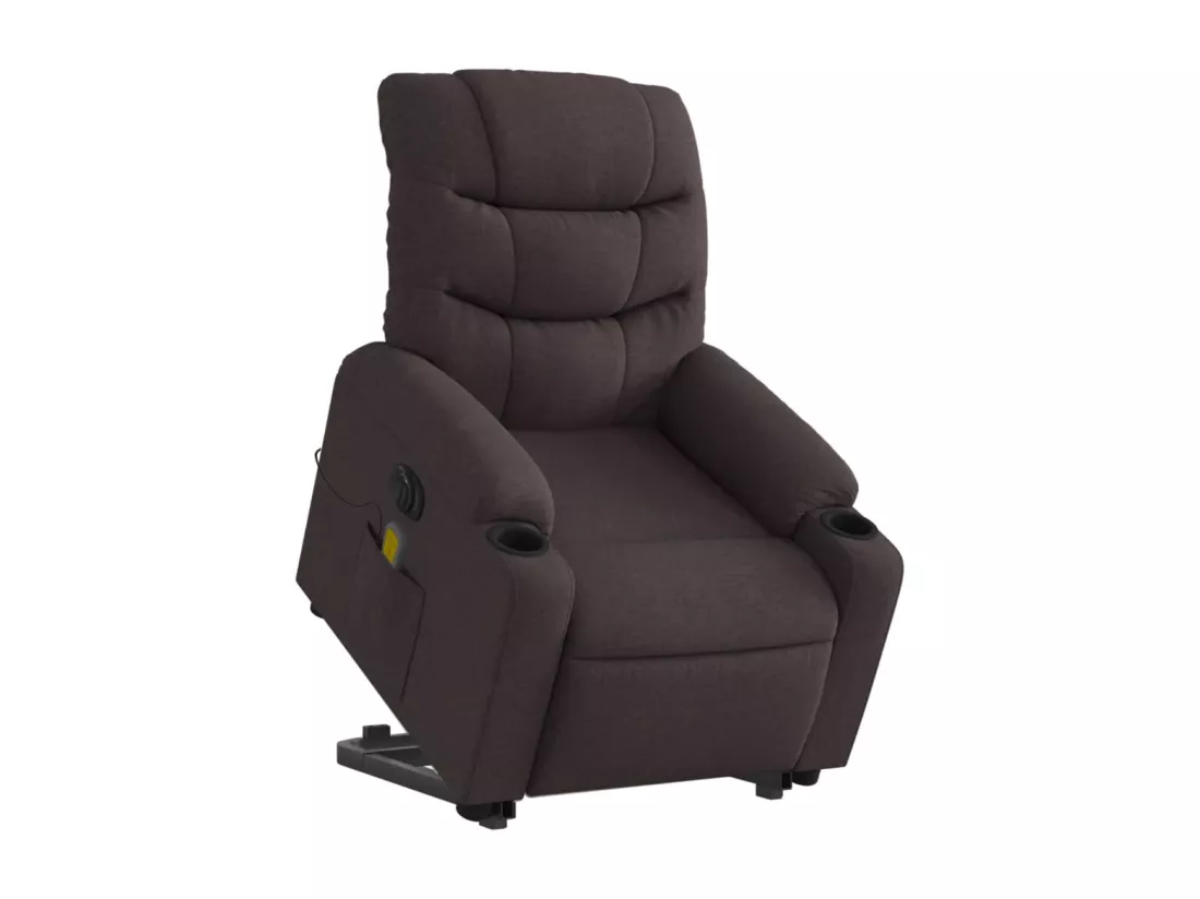 Fauteuil inclinable massant électrique Marron foncé Tissu