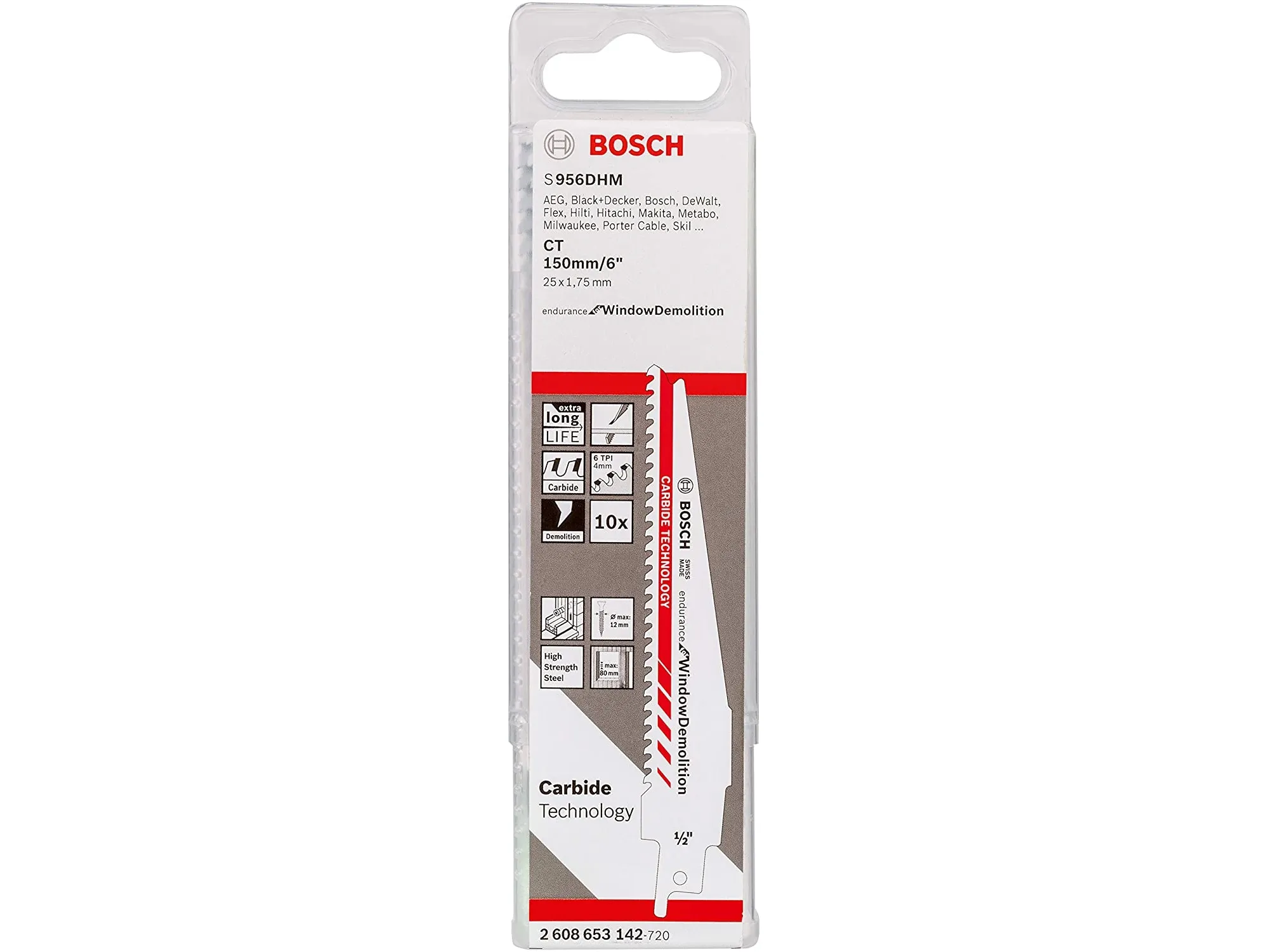 Bosch Endurance for WindowDemolition S 956 DHM - Savklinge - for vinduesfikseringsskruer, metalvinduesrammer, plastikvinduesrammer, trævinduesrammer - 10 stykker - længde: 150 mm - bredde: 25 mm