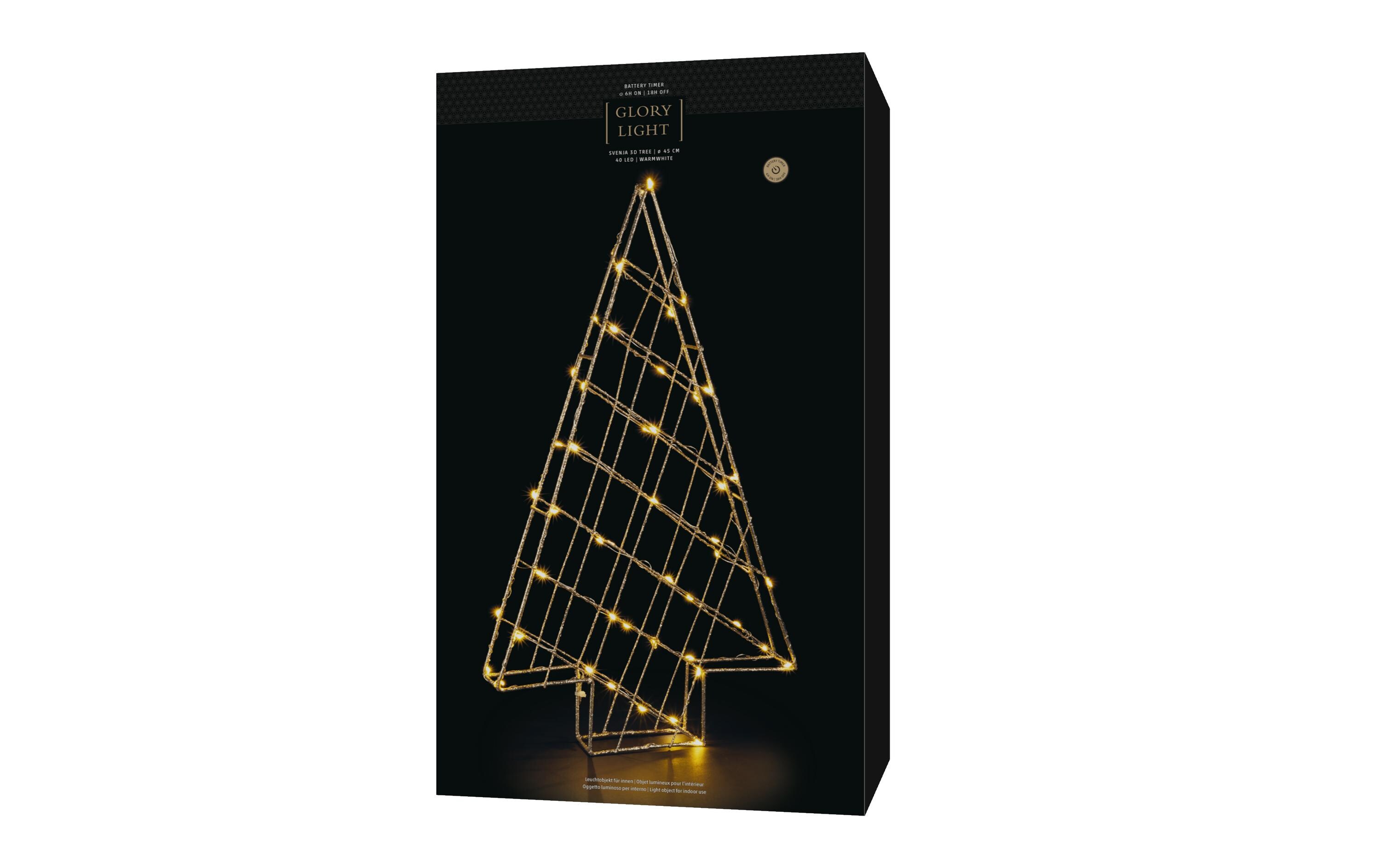 Tischdeko Svenja Star 3D Baum, 45 cm, GoldLED Weihnachtsdekoration