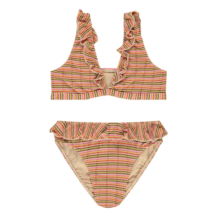 Beachlife Maillot 2 Pièces Volants Rayé | Rose