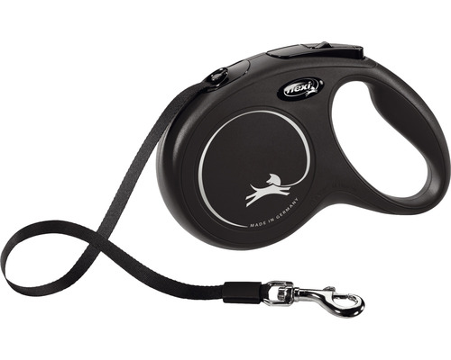 Flexi New Classic hondenriem, band, maat M, 5 m, zwart