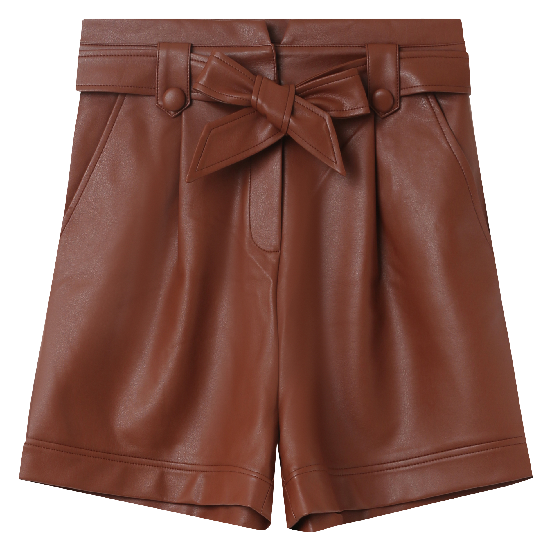 HOLLY - Short en simili cuir| Marron