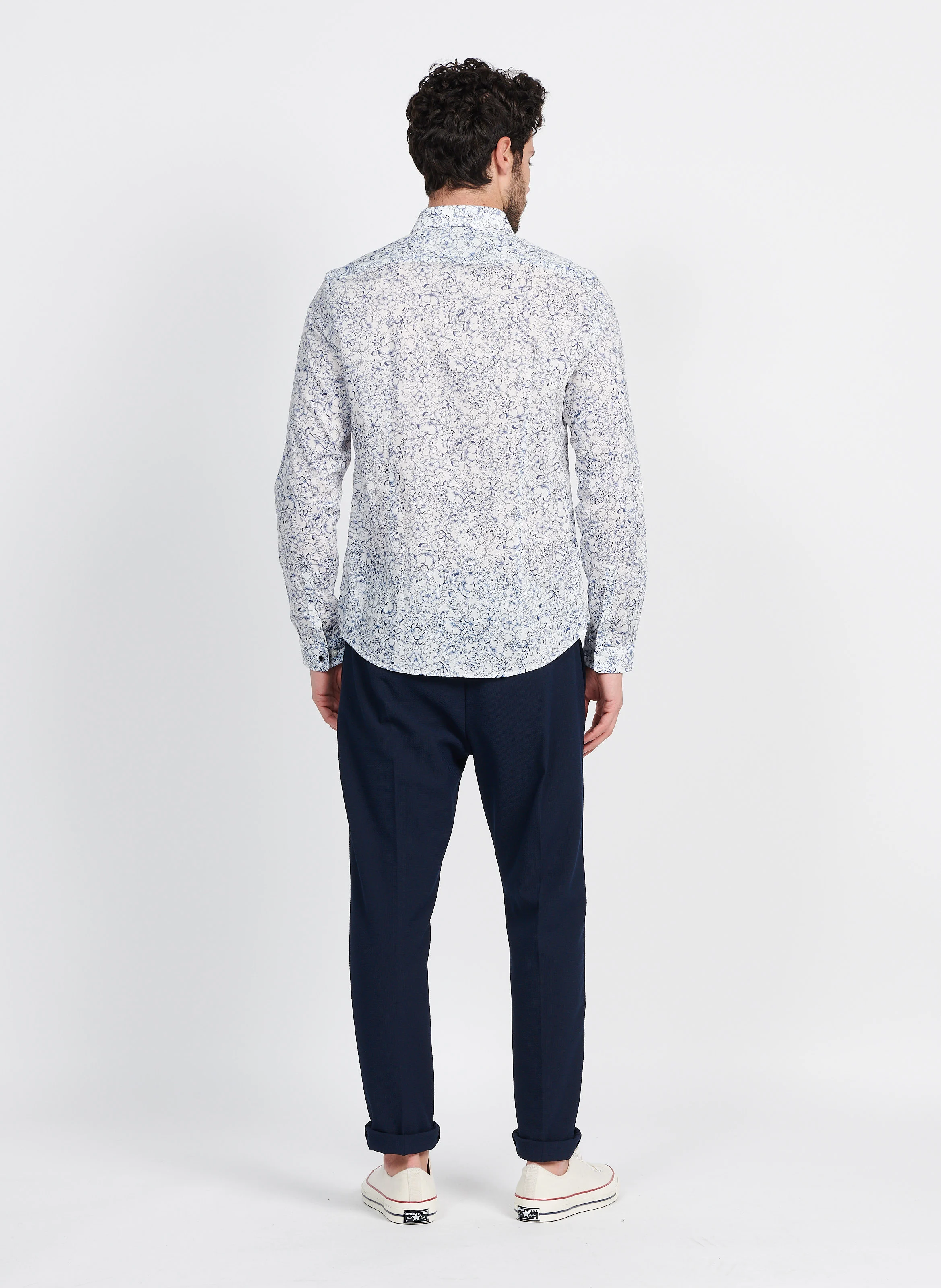 Pantalon carotte élastique | Bleu