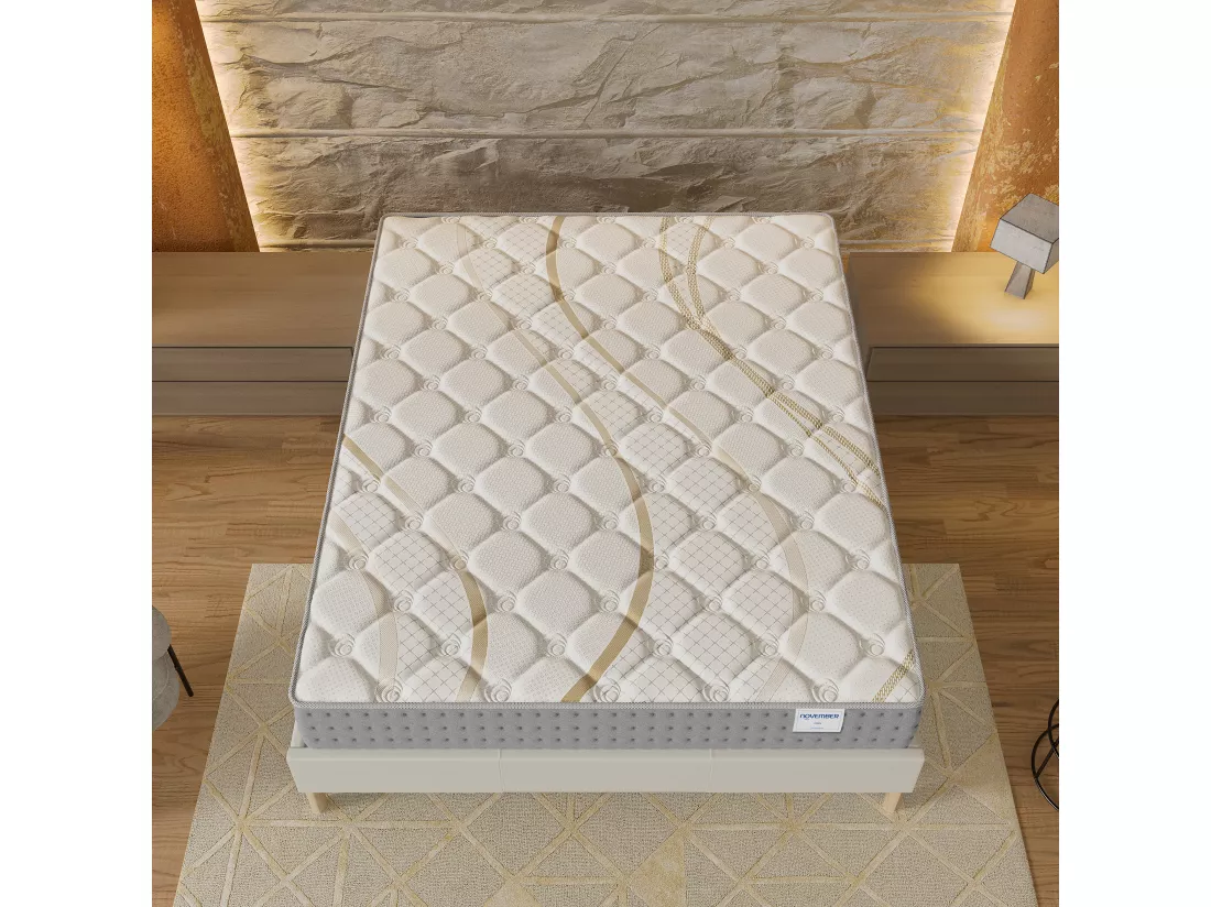 Matelas 200x200cm - Ressorts ensachés + Mousse HR - Épaisseur 25cm