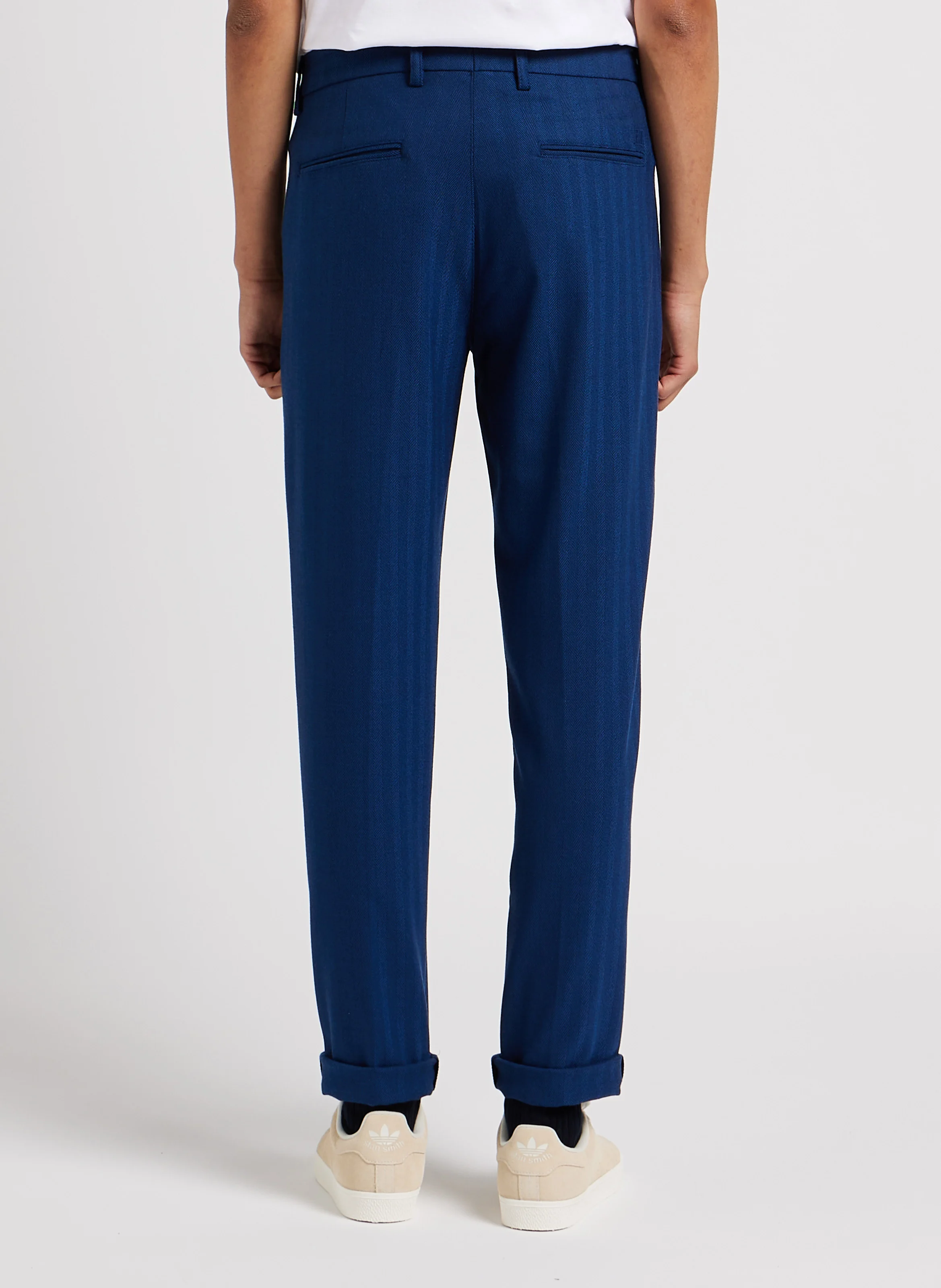COMO - Pantalon droit motif chevron| Bleu