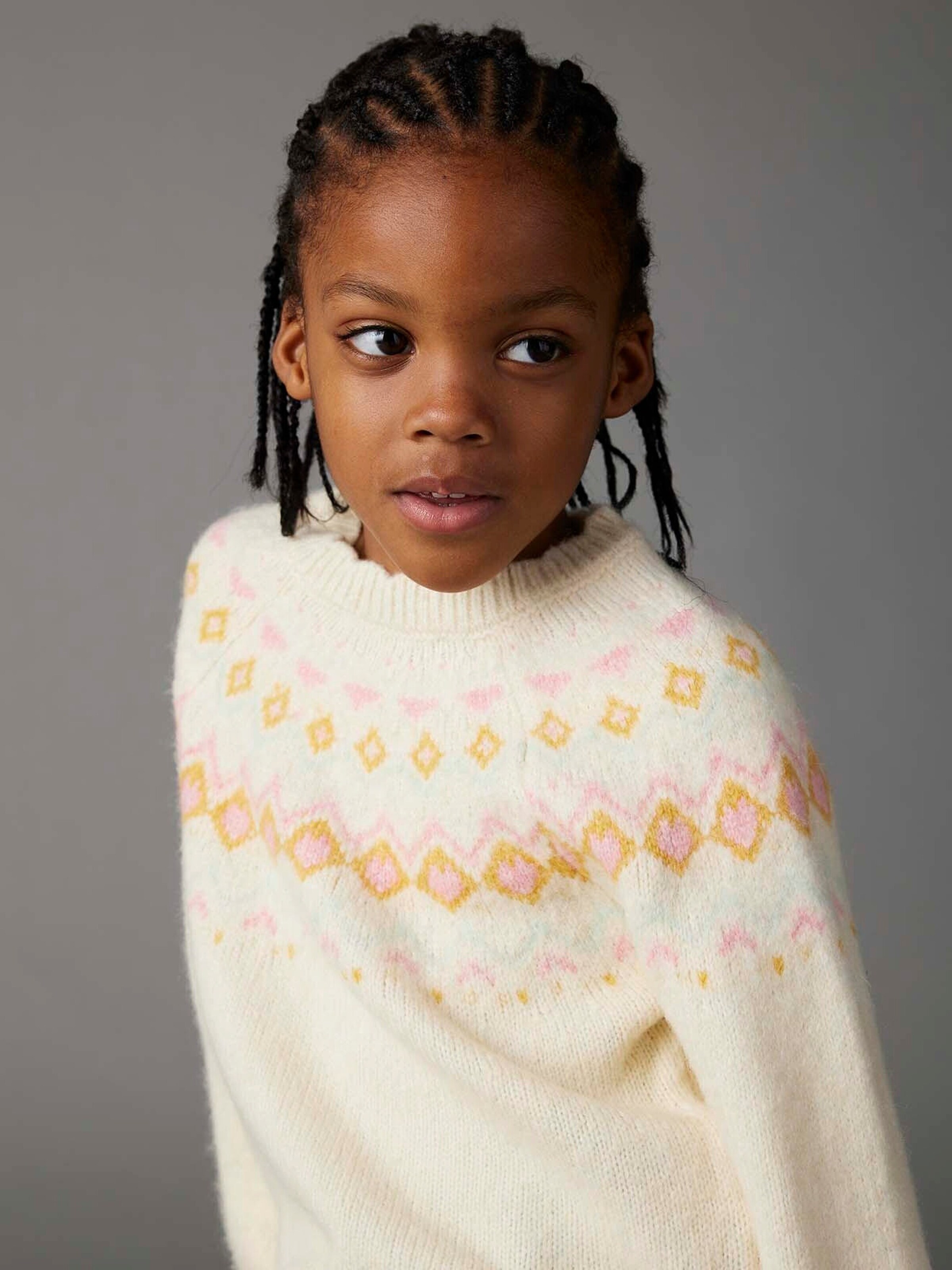 Vertbaudet Mädchen Jacquard-Pullover wollweiß