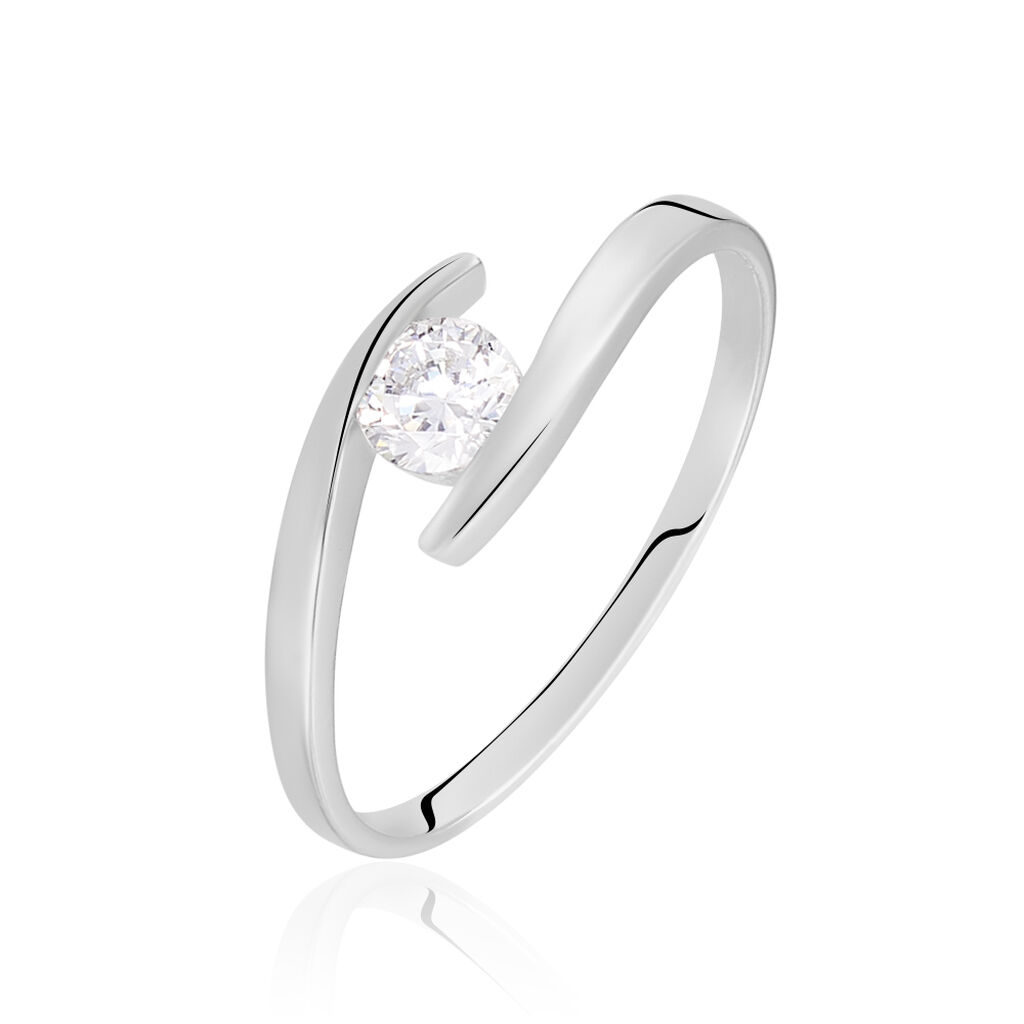 Bague Solitaire Camilia Or Blanc Oxyde De Zirconium