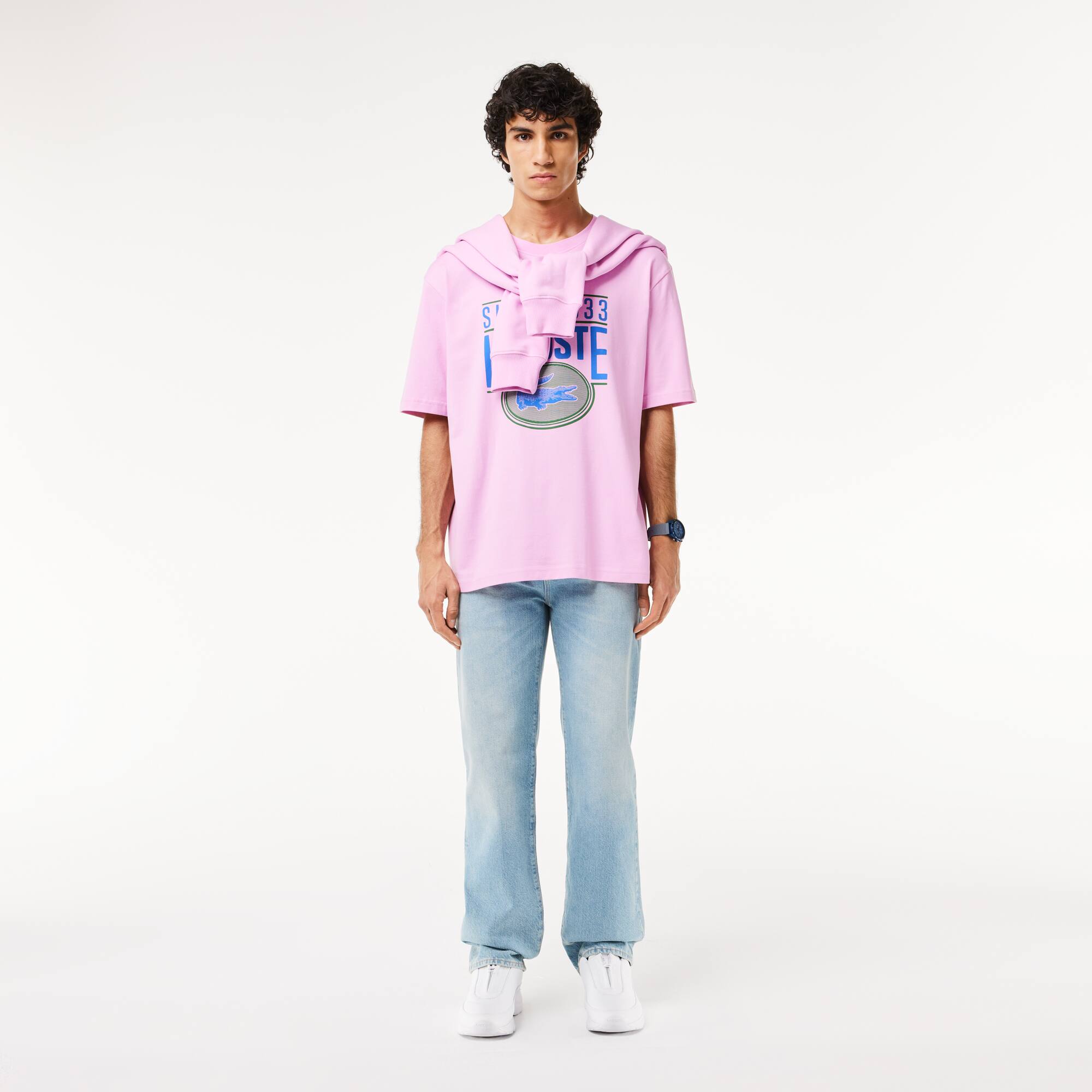 T-Shirt aus Baumwolljersey mit Aufdruck T-Shirts - Rosa - Lacoste - Herren