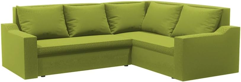 Ecksofa mit Schlaffunktion und Bettkasten Ontario L – Ecksofa in L-Form, 220x180 cm, Komfortables Sofa mit Stauraum, praktisches Sofa für Wohnzimmer & Gäste (Basic, Grün)