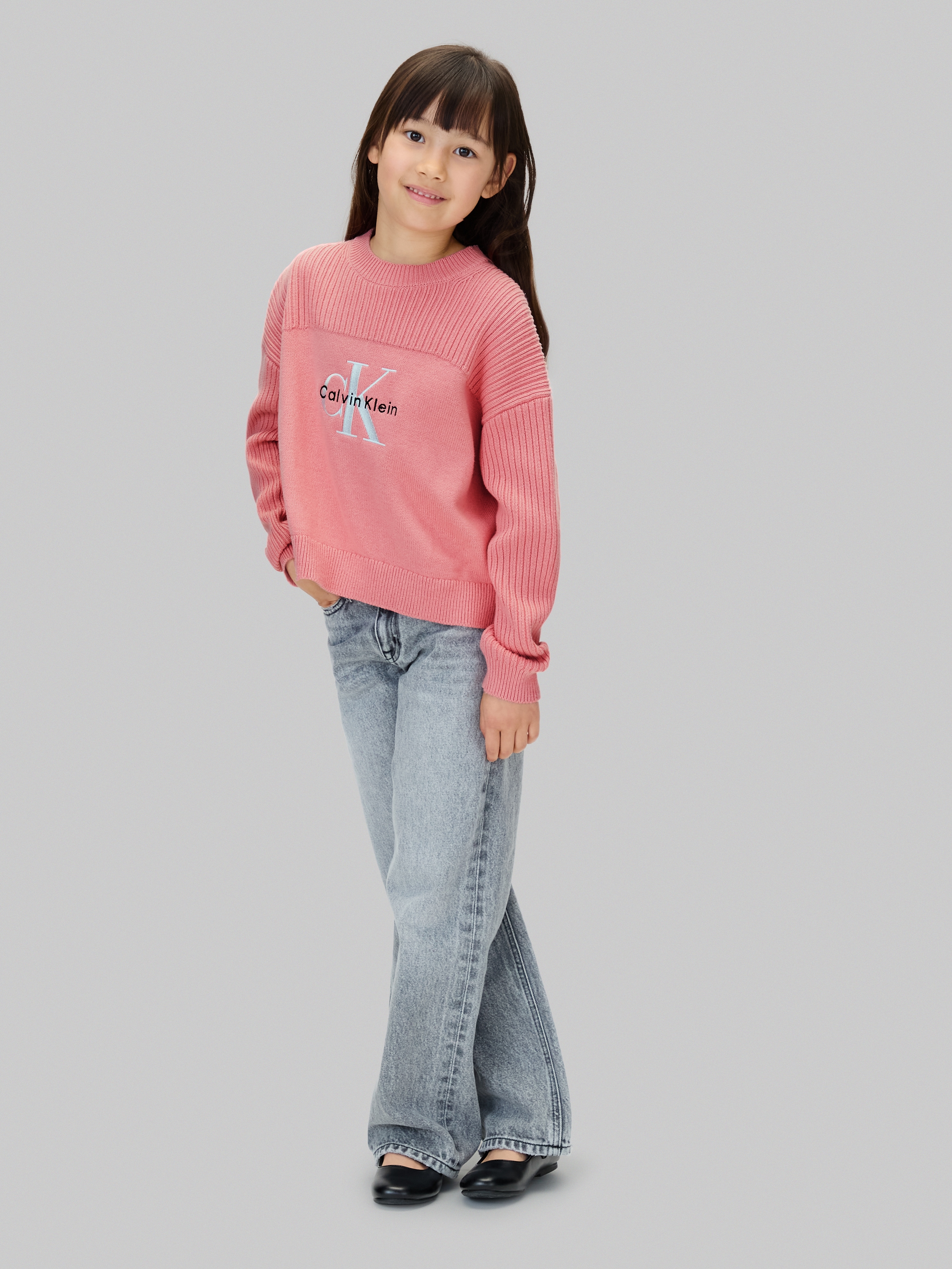 Calvin Klein Jeans Strickpullover »MONOLOGO CN SWEATER« für Kinder bis 16 Jahre, Logo-Stickerei