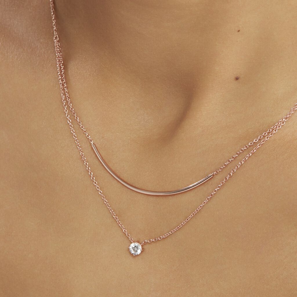 Collier Ruth Argent Rose Oxyde De Zirconium