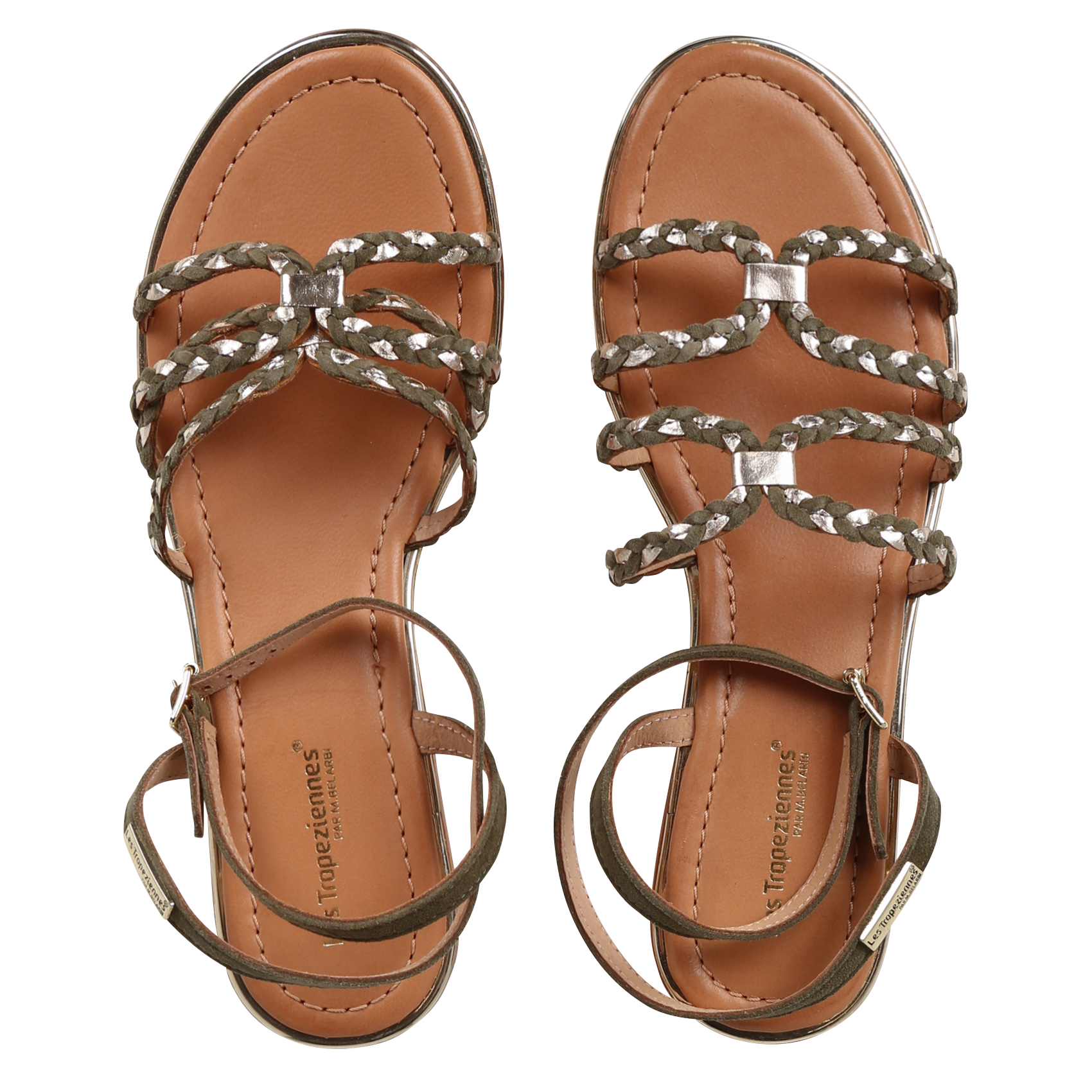 HOMAYA - Sandales plates en cuir| Kaki