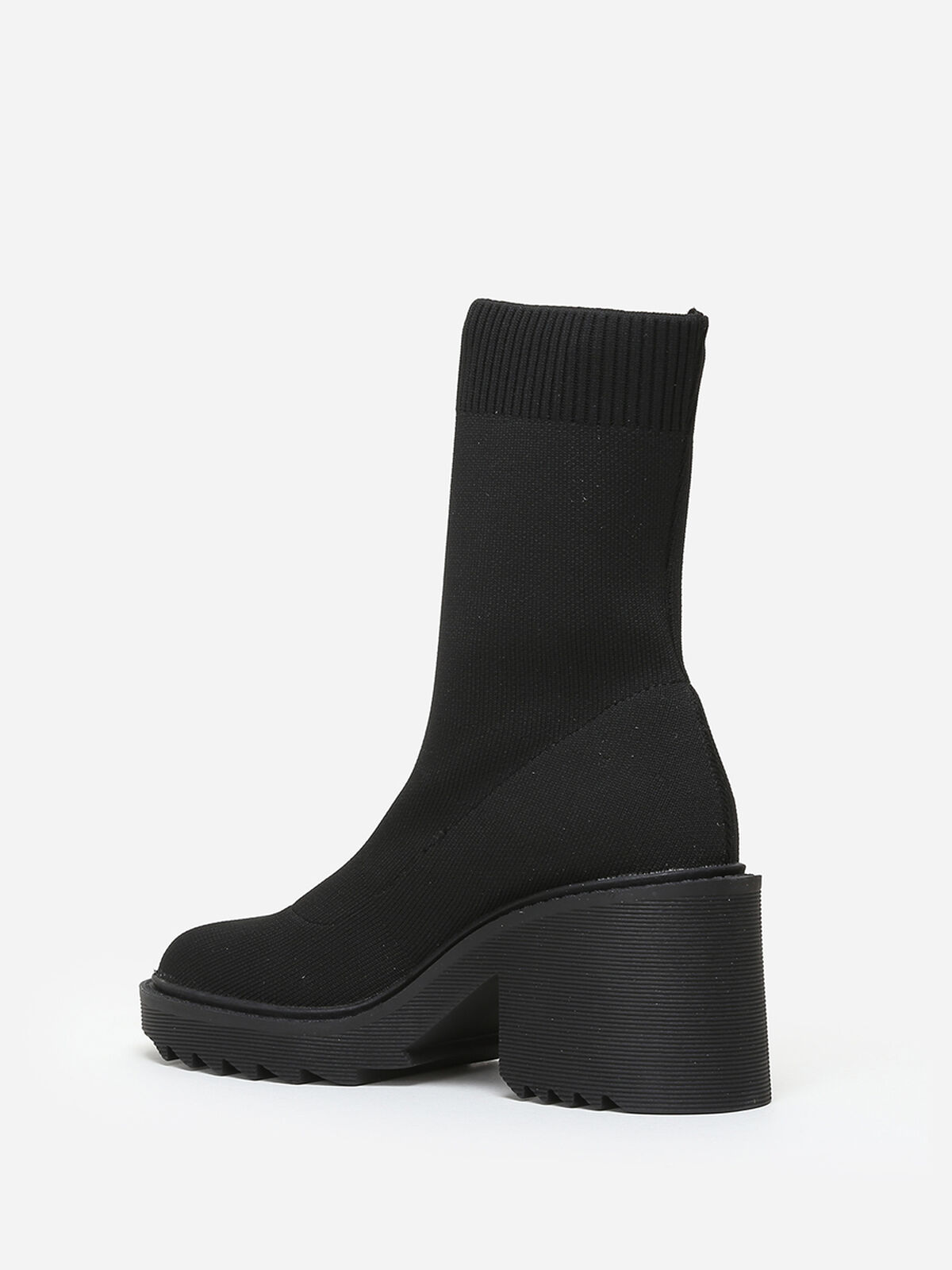 Bottines en maille à semelle crantée- Noir