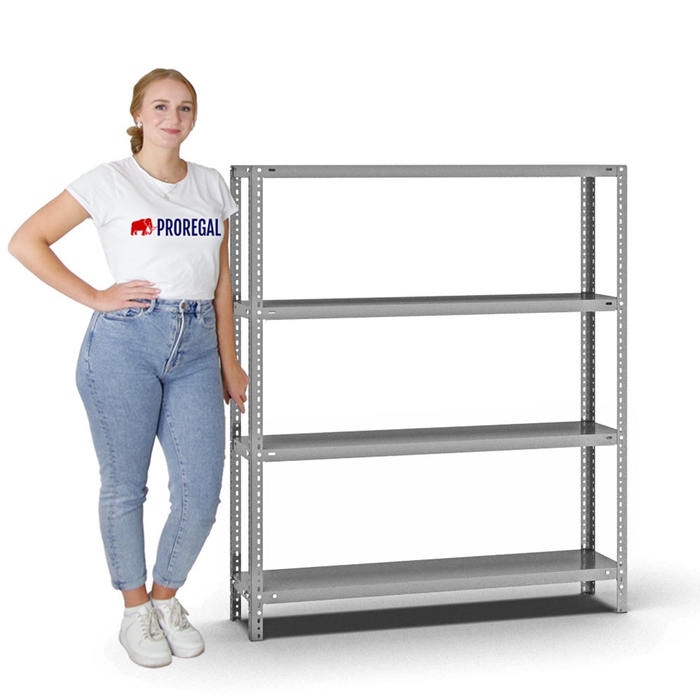 PROREGAL Stellingkast, Schroefmontagesysteem, Middelzware uitvoering, Basiseenheid, HxBxD 150 x 130 x 30 cm, 4 niveaus, Draagvermogen 200 kg, Aan beide zijden te gebruiken, Gegalvaniseerd