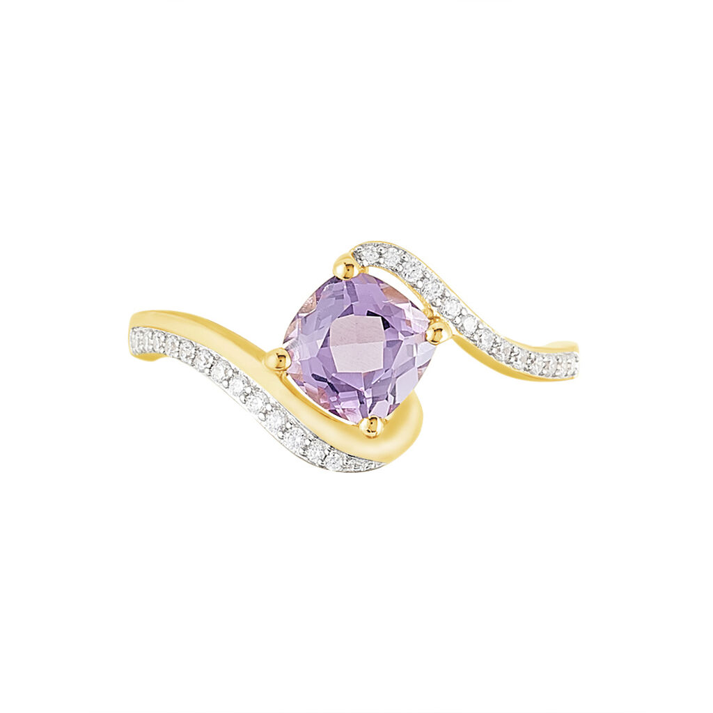 Bague Maria-serena Or Jaune Amethyste Et Oxyde De Zirconium