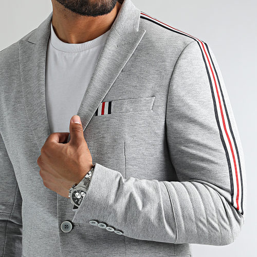 Veste Blazer A Bandes 0117 Gris Chiné