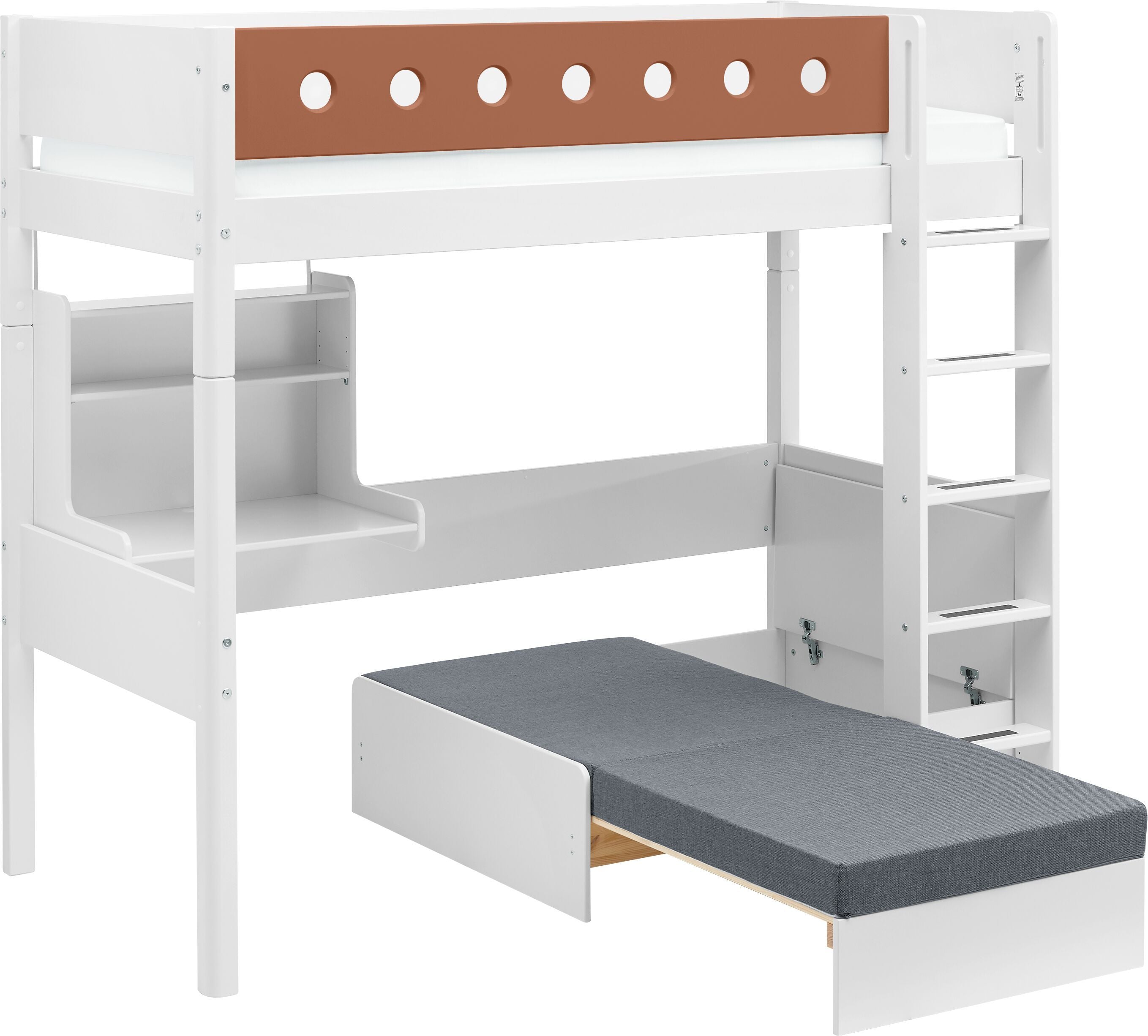 Flexa WHITE Hochbett - Rost / B: 109.0 cm x T: 210.0 cm x H: 185.0 cm
