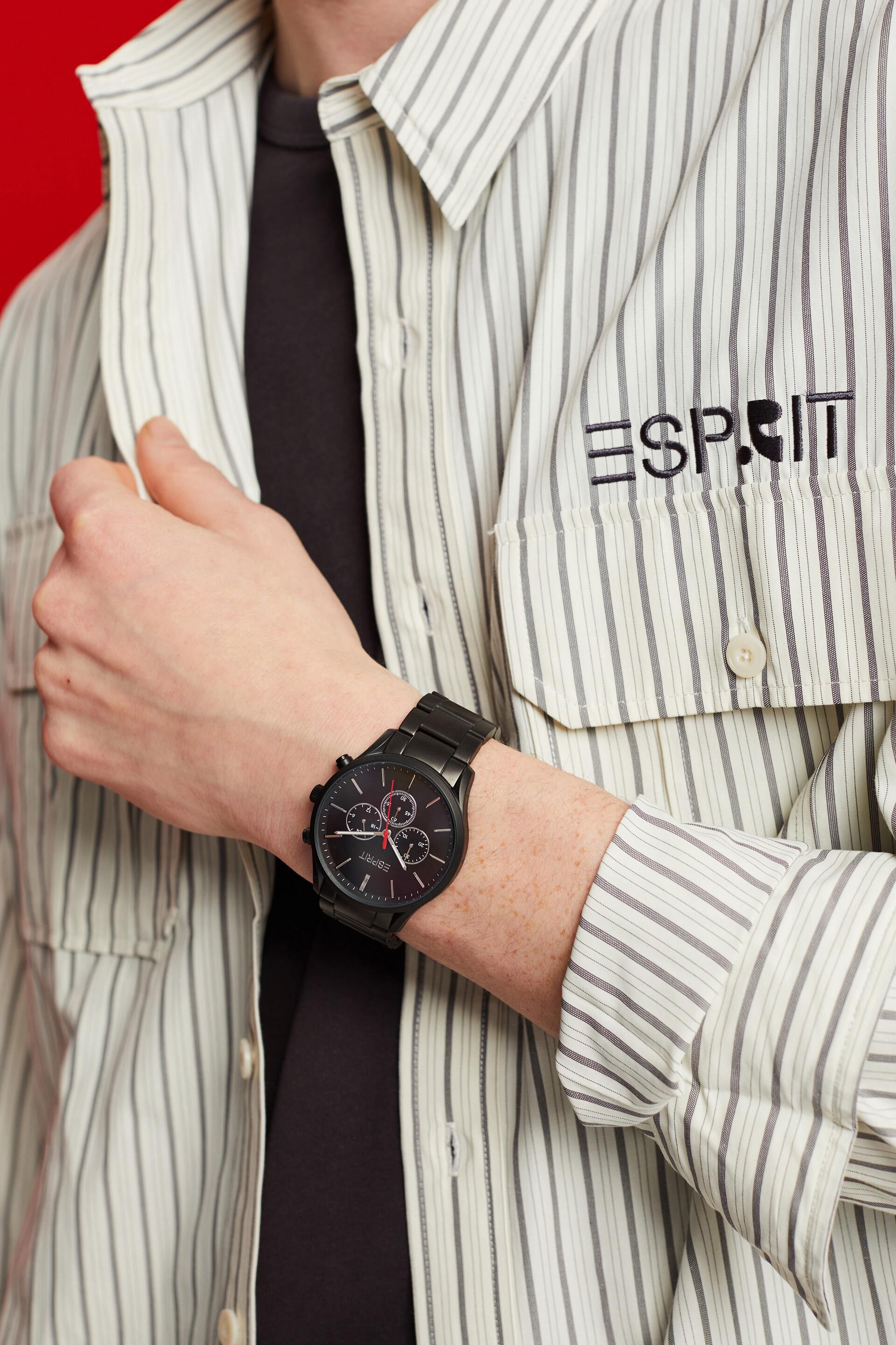Chronographe en acier inoxydable à bracelet à maillons
