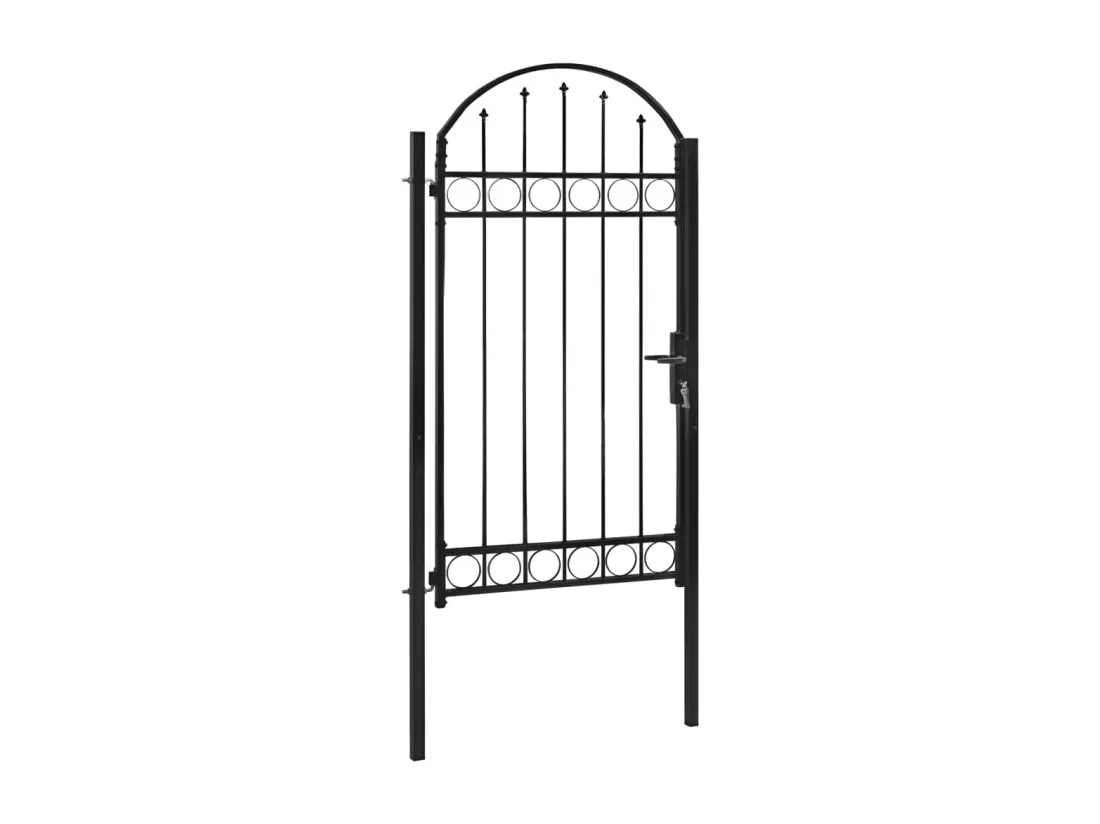 Portail de jardin avec dessus arqué Acier 100x250 cm Noir