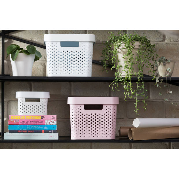 Curver Infinity Dots Opbergbox - 17L - Wit - 100% Recycled