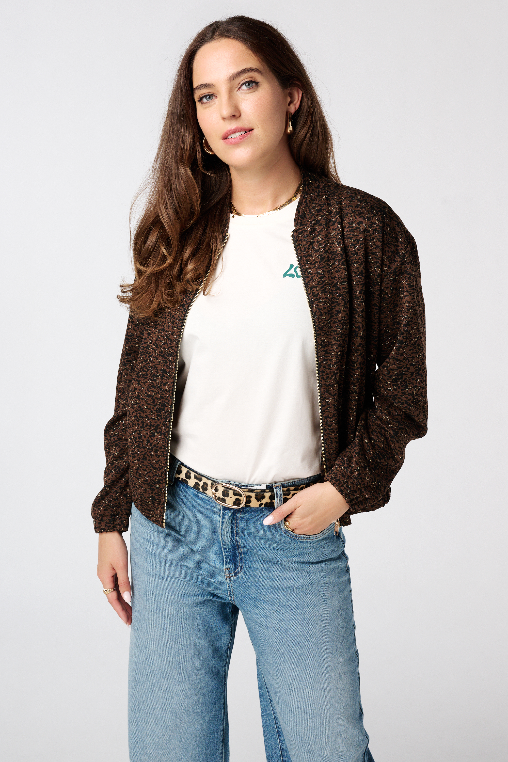 Bomber jasje met print Multi brown