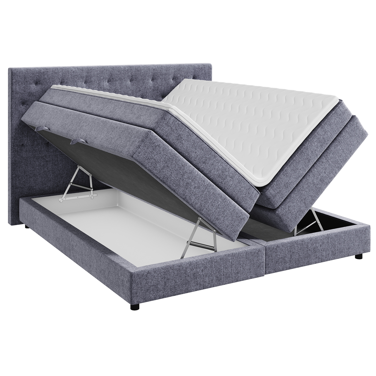 Boxspringbett - grau - H3 - 180x200 cm
