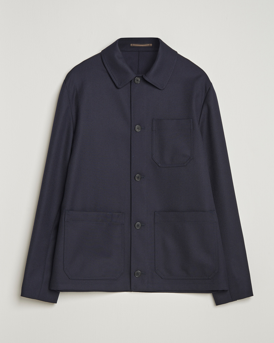 Incotex Wool Cover Shirt Jacket Navy