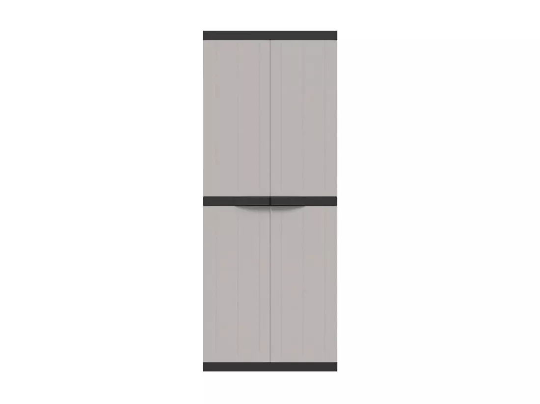 Armoire de rangement d'extérieur gris et noir 65x37x165 cm PP