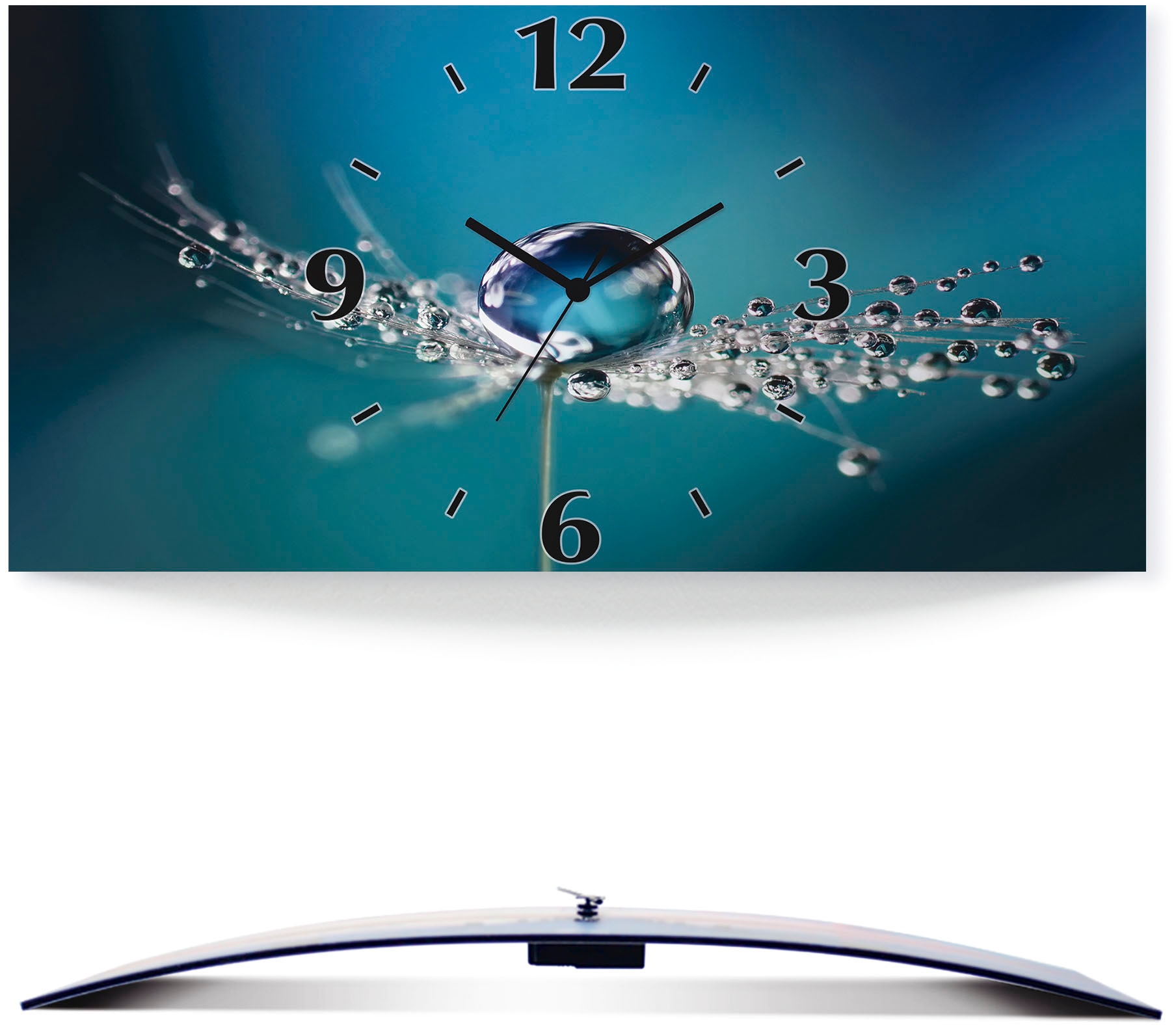 Artland Wanduhr »Pusteblume Tautropfen blau« 3D Optik gebogen, mit Quarz- oder Funkuhrwerk, versch. Grössen