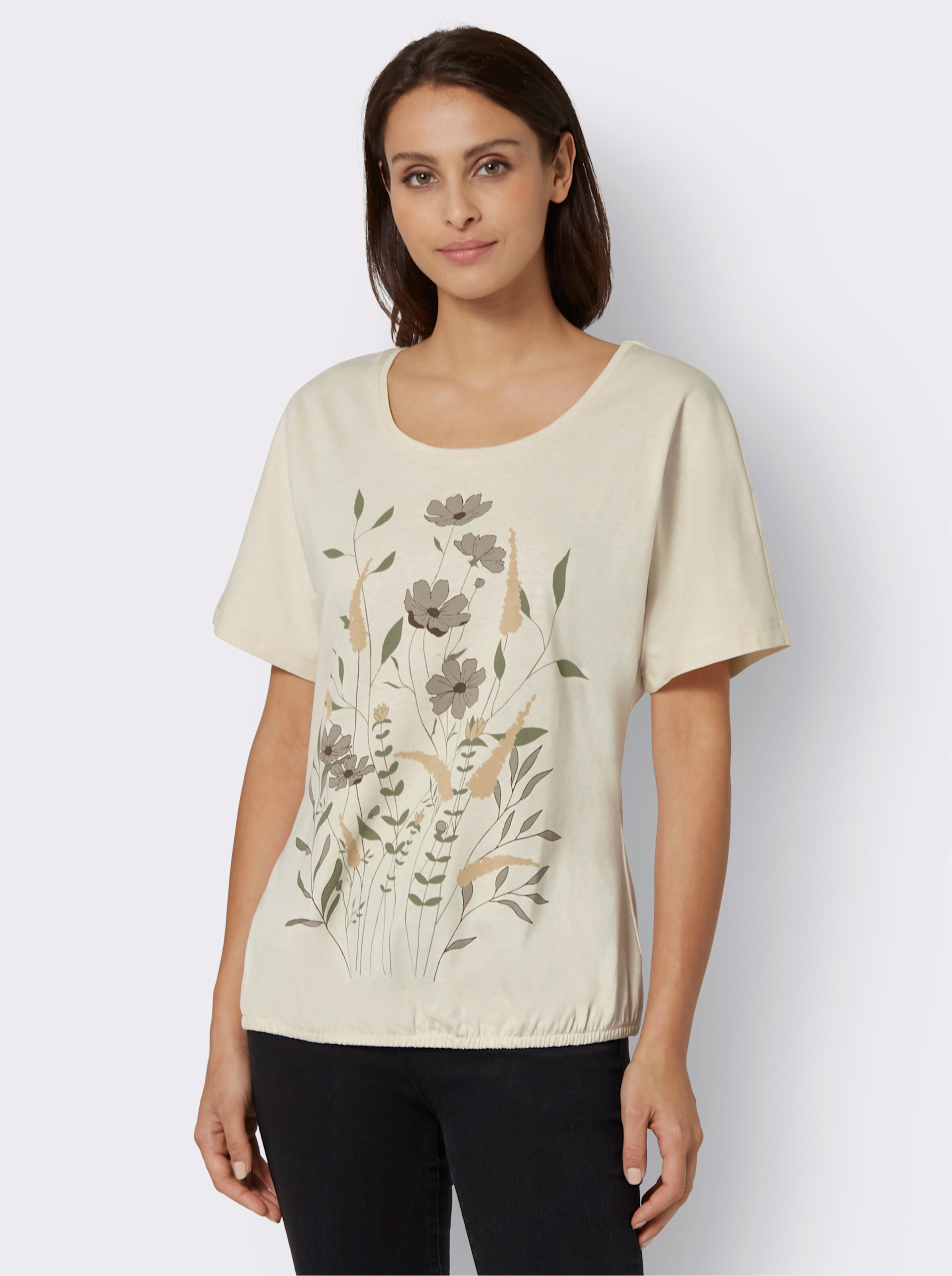 T-Shirt mit Blumen-Druck im Vorderteil