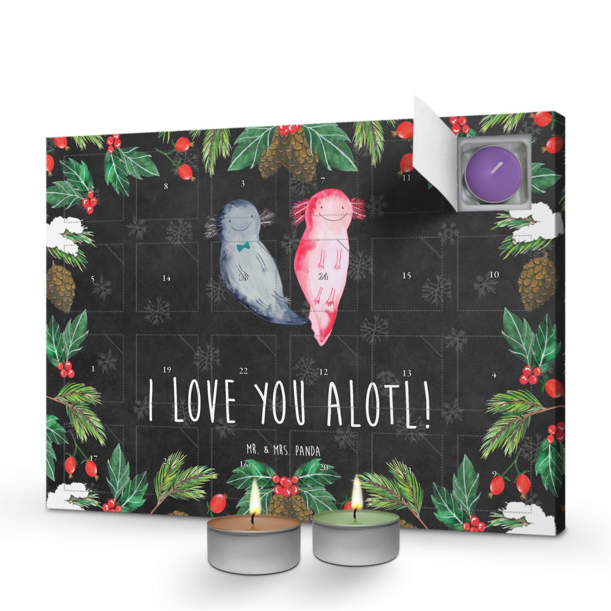 Mr. & Mrs. Panda Geurkaars Adventskalender Axolotl Love - Zwart