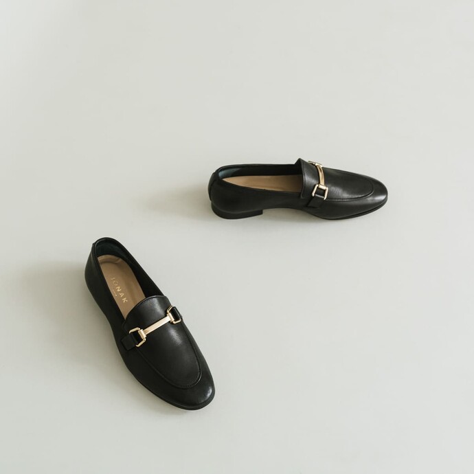 Mocassins à mors  en cuir noir