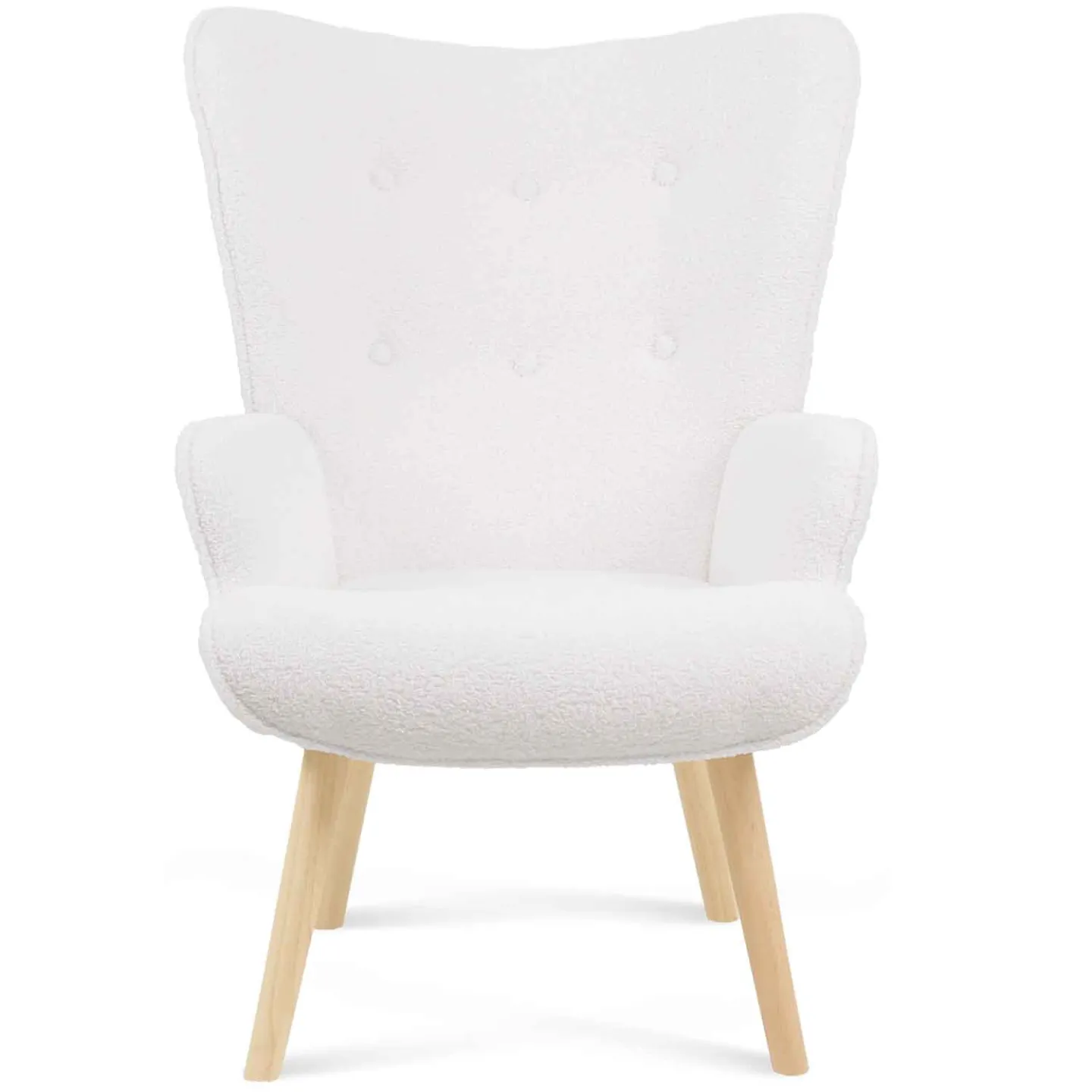 Fauteuil scandinave IVAR en tissu bouclette blanc