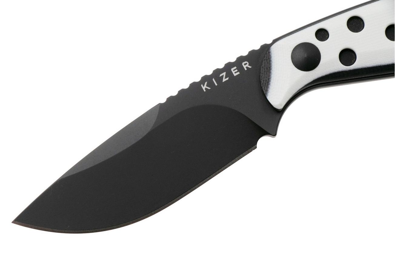 Kizer Buddy 1081A3 Black Nitro-V, White G10, vaststaand mes, Maksim Epifantsev design