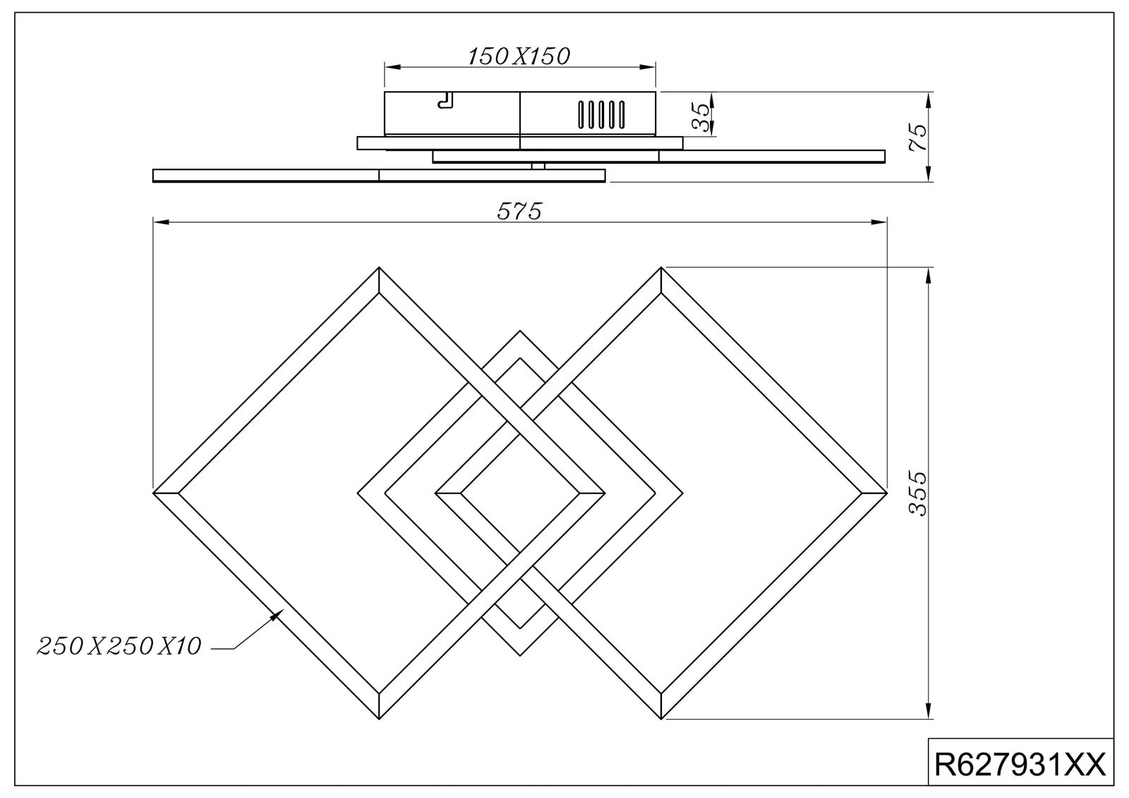 RL LED Deckenlampe VENIDA 35,5 x 57,5 cm titanfarbig