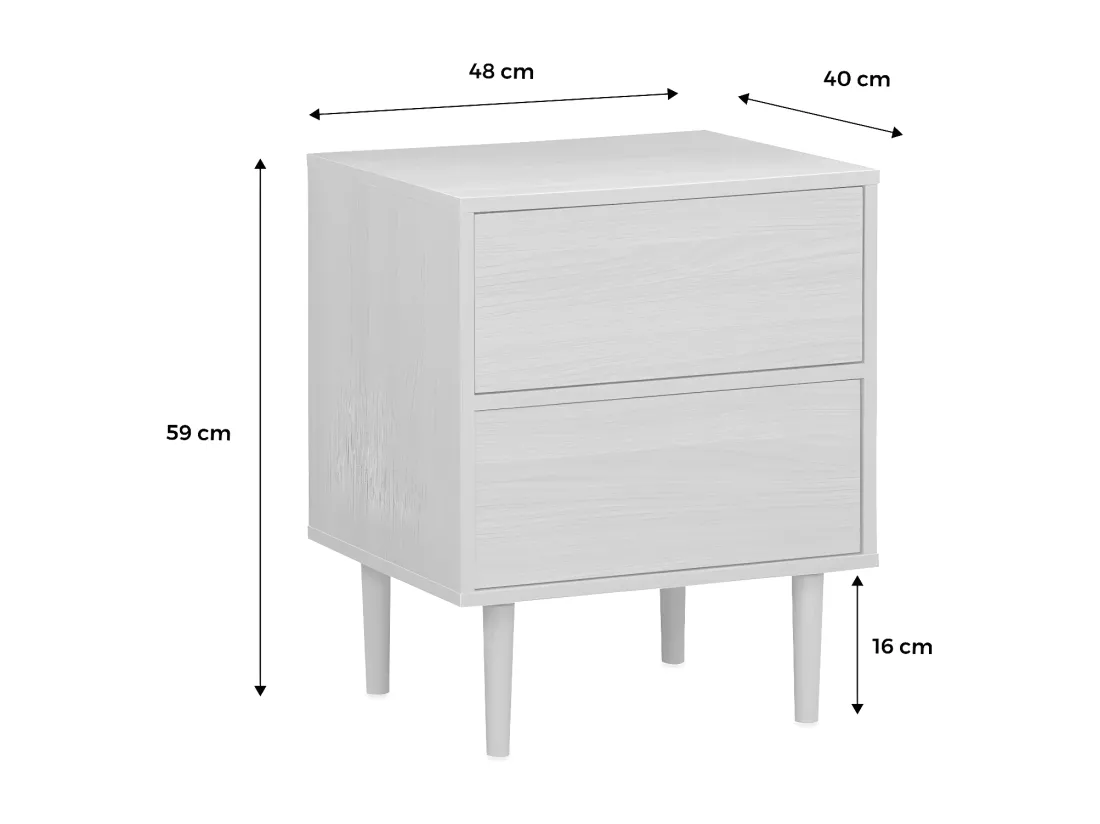 Lot de 2 tables de chevet décor bois naturel - Mika - 2 tiroirs - L 48 x l 40 x H 59cm
