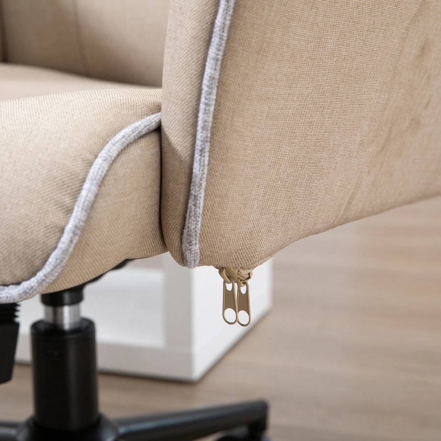 HOMCOM Bürostuhl mit Wippfunktion, aus Webstoff und Polyester, gemütlich beige