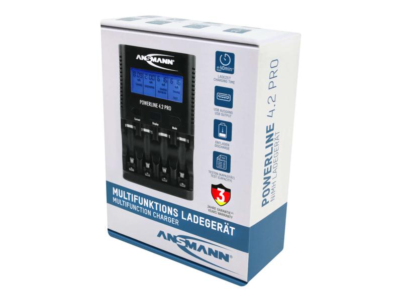 Ansmann Ladegerät Powerline 4.2 Pro Akkuladegerät mit umfangreichen Lade- und Pflegeprogrammen