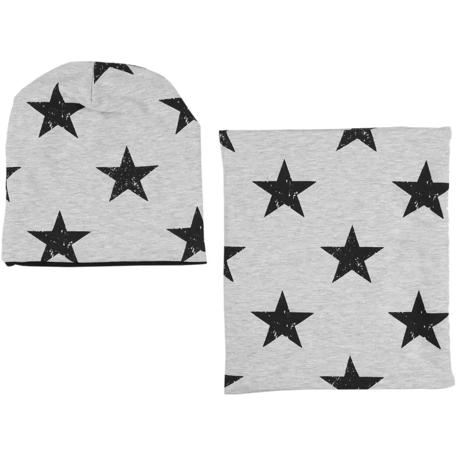 TupTam Unisex Kinder Beanie Mütze Schlauchschal Set schwarzgrau