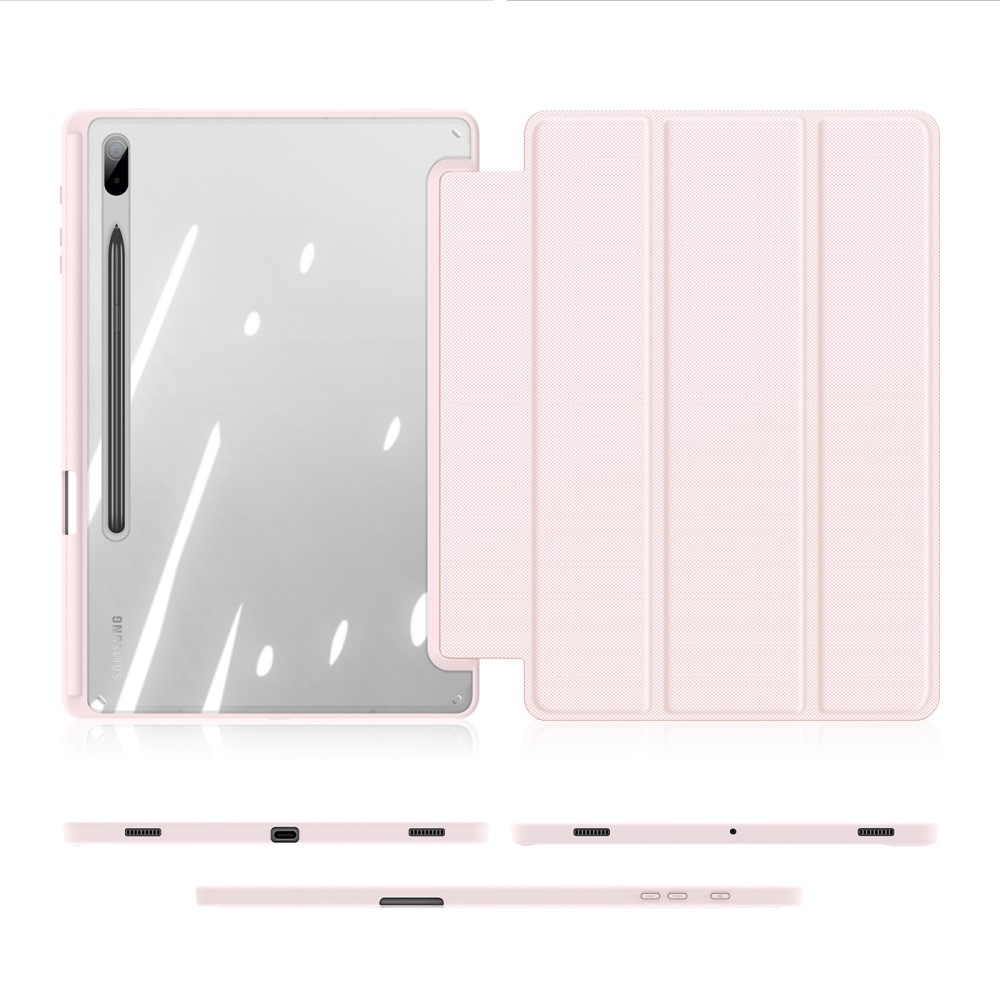 Samsung Galaxy Tab S8  Plus / Tab S7 FE 5G / Tab S7  Plus Leder Tasche Smart Cover Schutzhülle   S-Pen Halter - Rosa