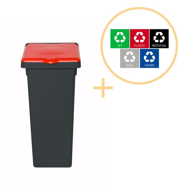 Plafor - Fit Bin with Lokk 52L - Resirkulering - Rød