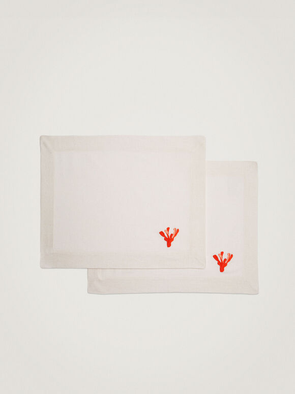 Conjunto de 2 almofadas individuais de algodão - Coral
