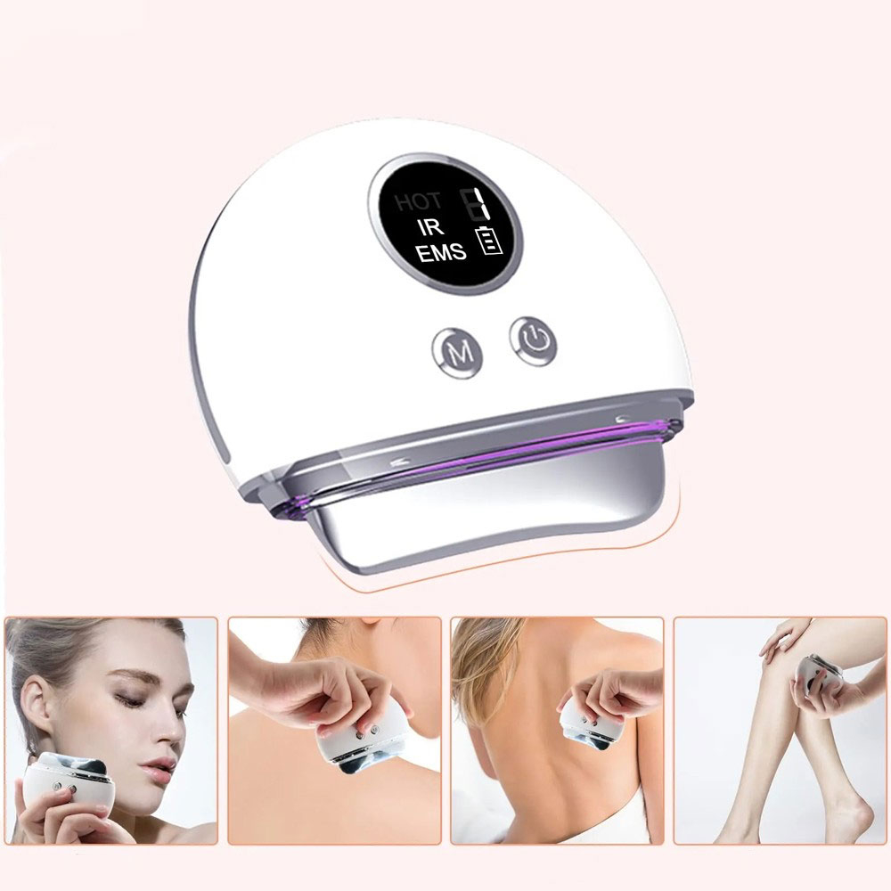 (500mAh) 5A Elektrisches USB Beheitztes Gesicht Massage Gerät mit 9 Modi - Weiss
