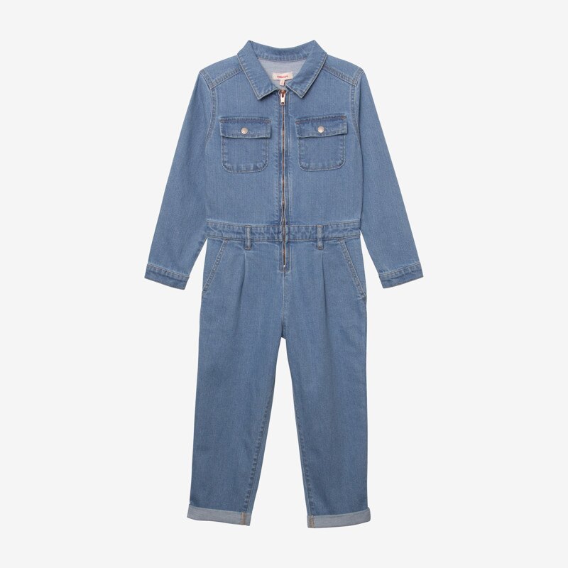 Combinaison jean fille brodée bleu Catimini Bleu
