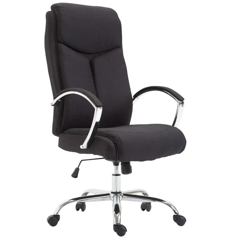 CLP Bureaustoel XL Vaud chroom Frame - Stof - zwart