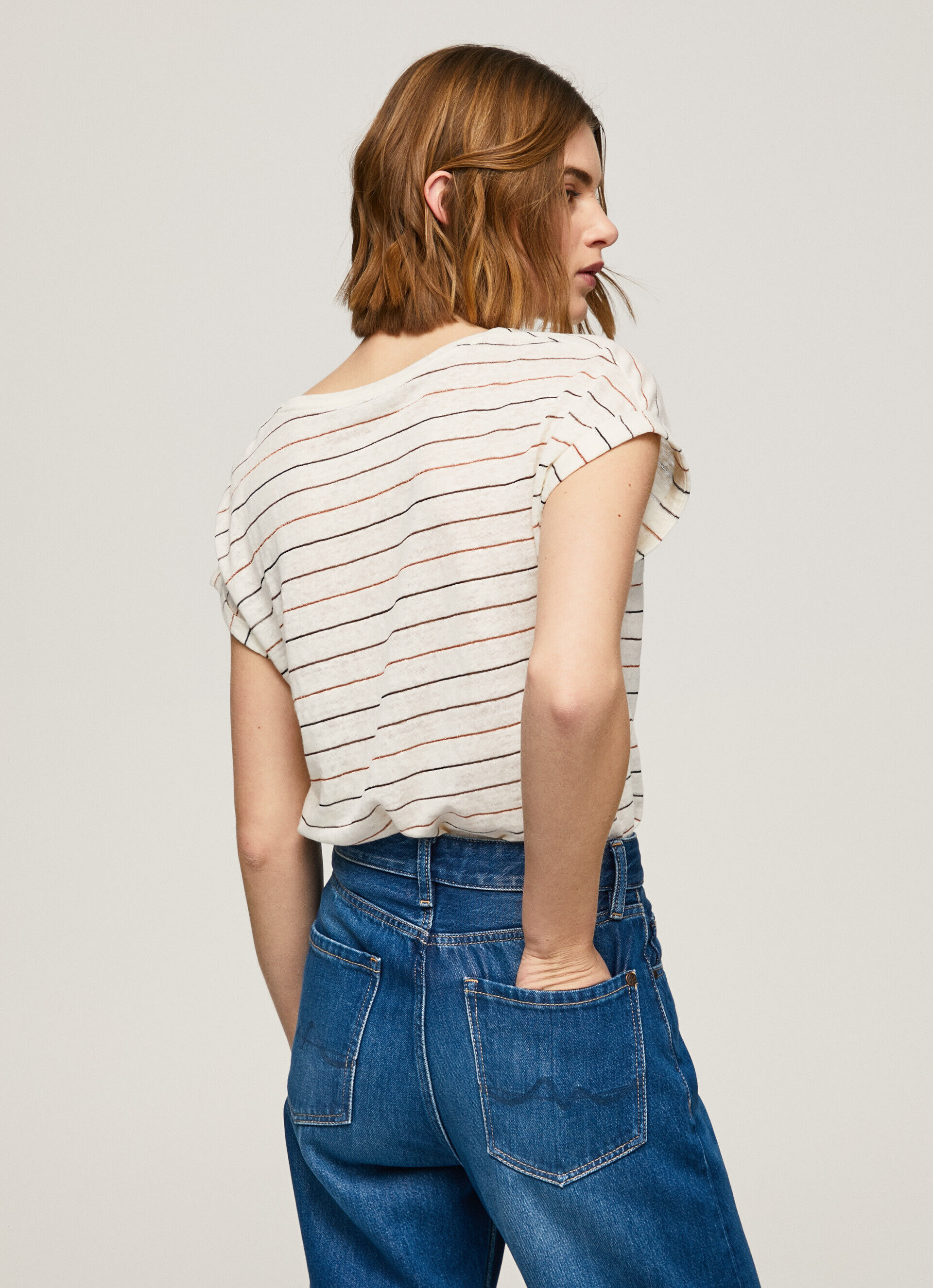 CAMISETA DE LINHO LISTRADA - multicolorida