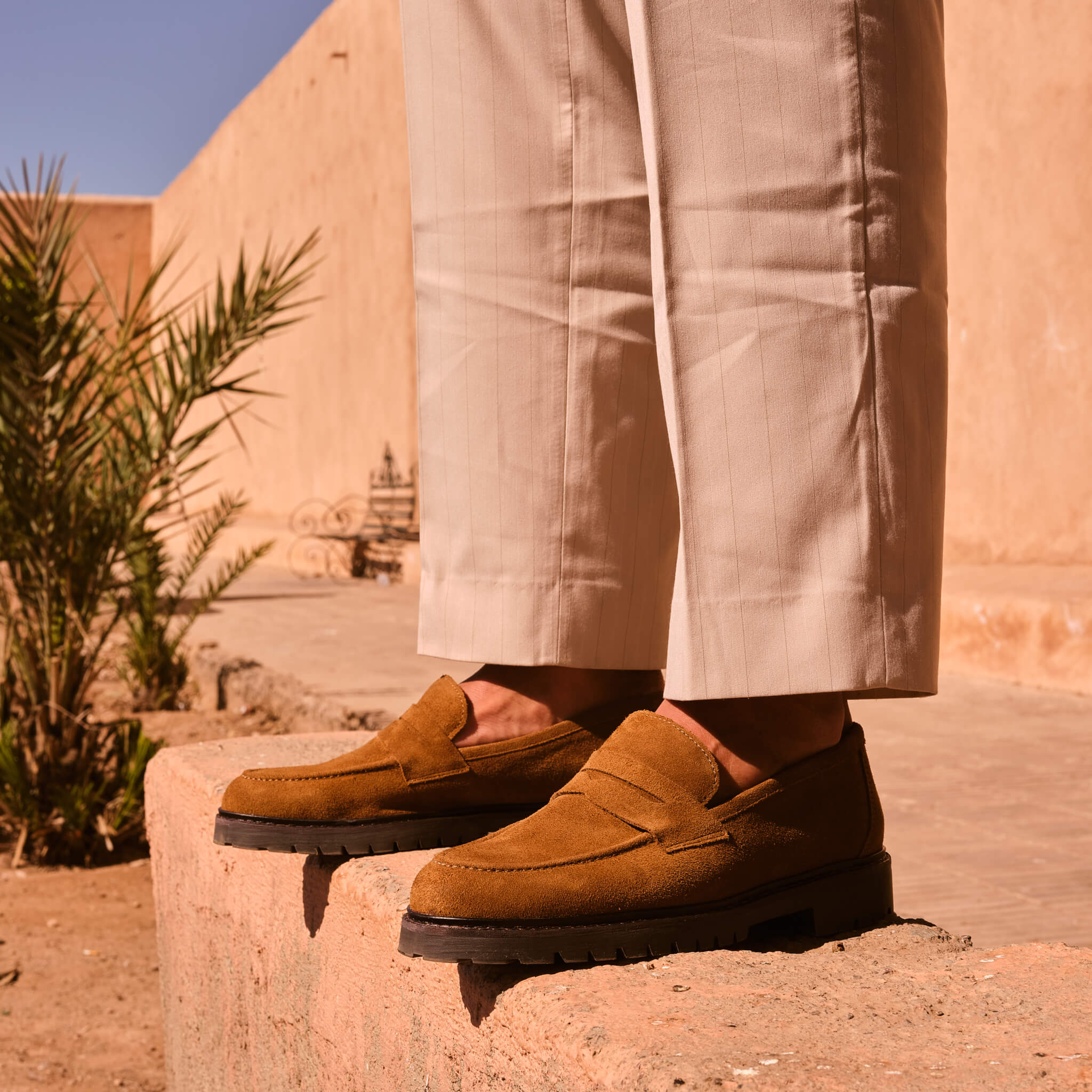 Mika-Mocassin en veau velours cognac