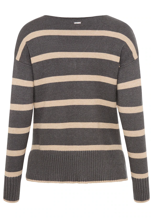 Laura Scott Streifenpullover , softer Übergangsstrick mit V-Ausschnitt in lässiger Passform