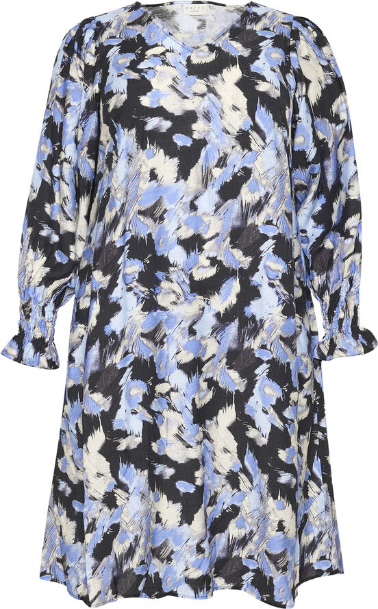 Kaffe Curve KCtoria Dress Black/blue graphic strokes